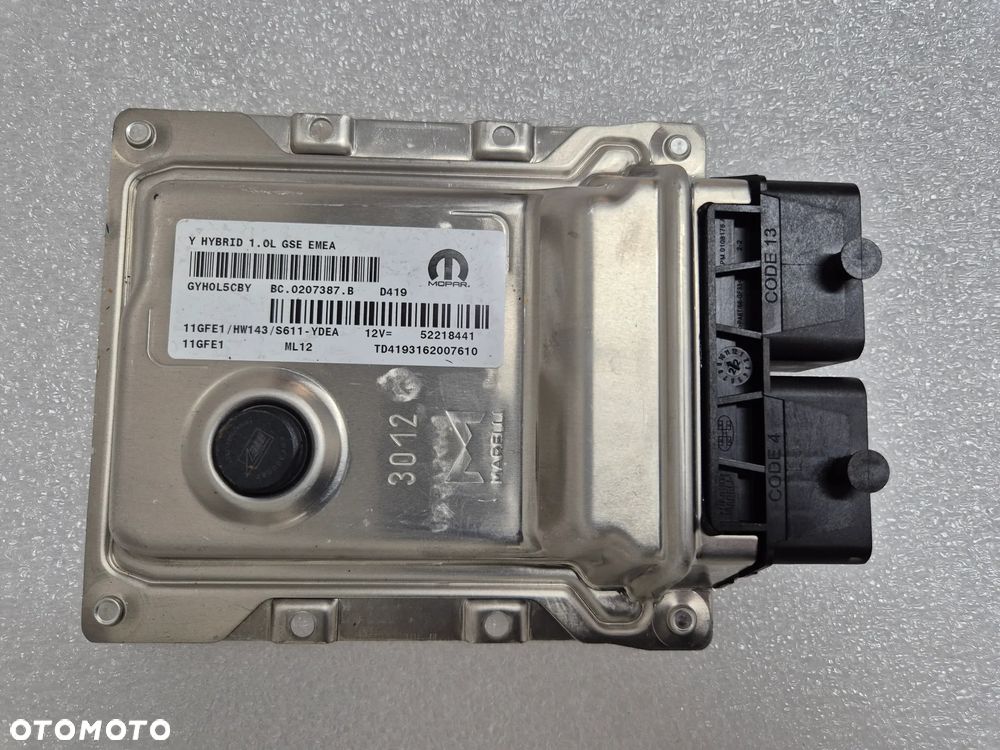 Komputer sterownik Lancia Ypsilon 1,0 52218441 - 1