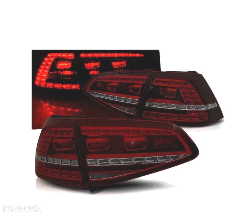 FAROLINS TRASEIROS LED PARA VOLKSWAGEN VW GOLF 7 12-17 LOOK GTI VERMELHO FUMADO - 1