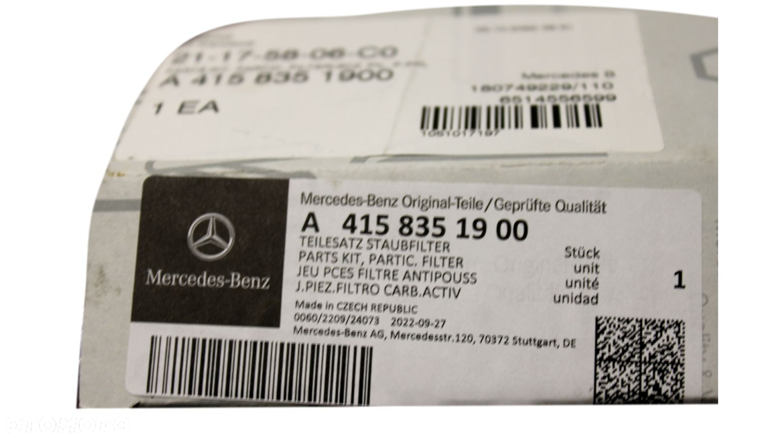 MERCEDES CITAN W415 Zestaw filtr kabinowy 2szt - 4