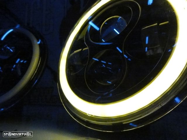 Faróis FULL LED CREE de 7 polegadas com médios, maximos, Angel eyes e pisca em led fundo preto, compatíveis com Hummer, Jeep Wrangler JK TJ LJ, Land Rover Defender, Mercedes classe G W463, Nissan, Suzuki, veículos 4x4, Harley Davidson. - 19