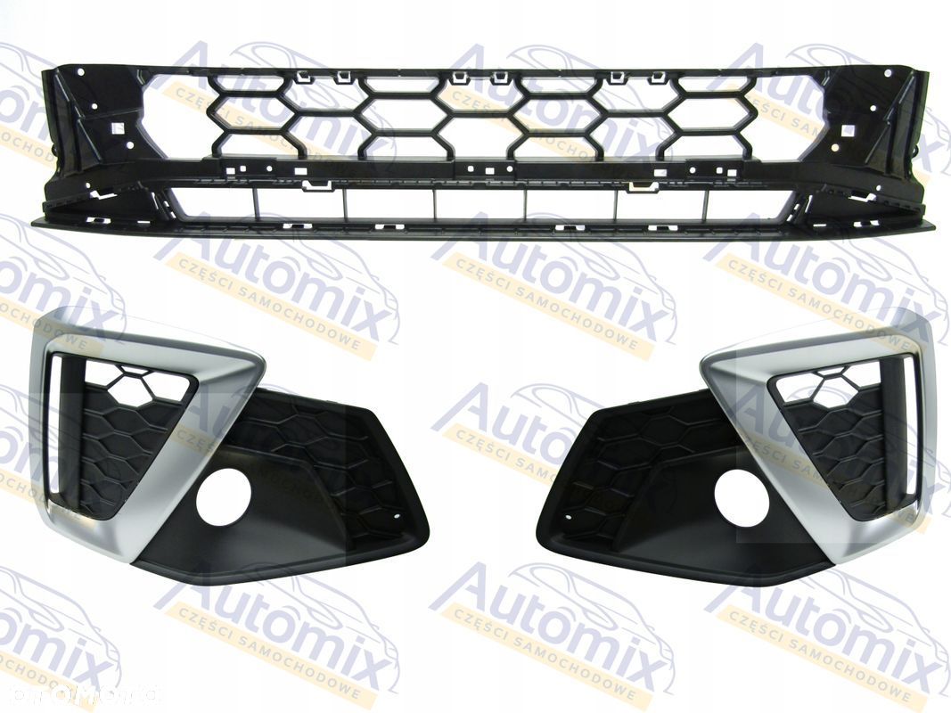 Audi A4 19 - B9 S-line Kratka / Atrapa / Kratki srebrne ramki Komplet ! - 3