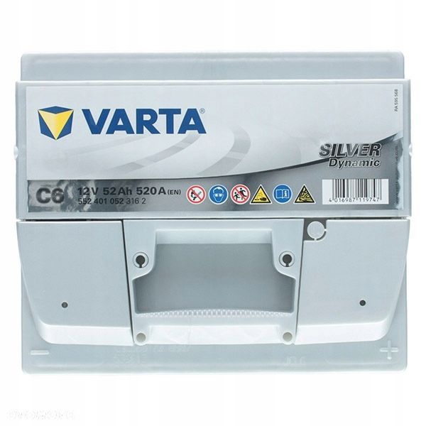 Akumulator Varta C6 12V 52Ah Silver Dynamic P - 12,3 kg - 4