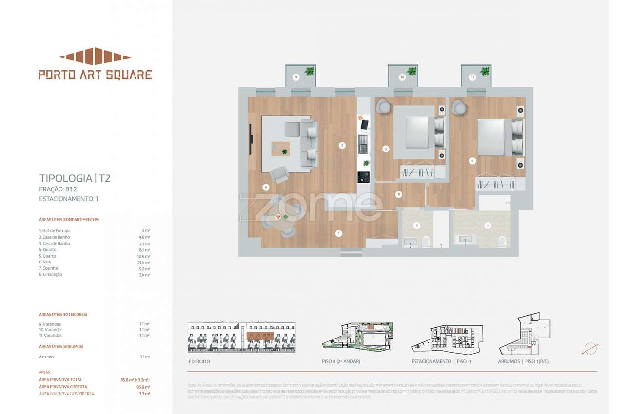 PORTO ART SQUARE | APARTAMENTO T2 NOVO COM VARANDA - Grande imagem: 2/15