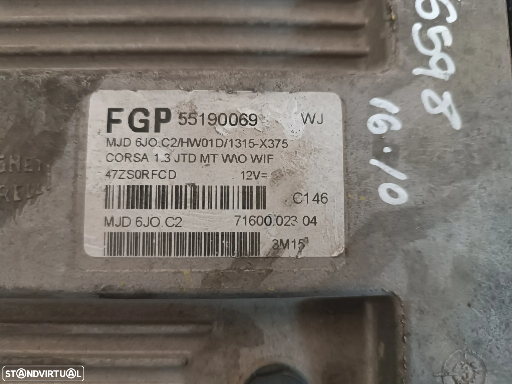 CENTRALINA DO MOTOR OPEL CORSA 1.3CDTI 55190069 WJ MJD6J0C2 - 2