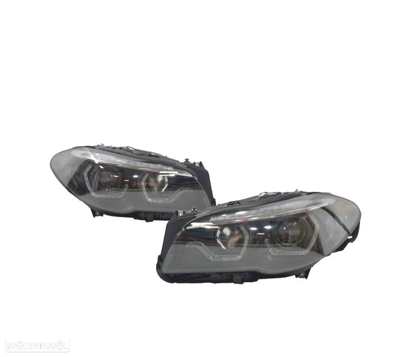 FARÓIS XENON BMW F10 F11 14-16 DRL LUZ DIURNA DINÂMICOS FUNDO PRETO - 1
