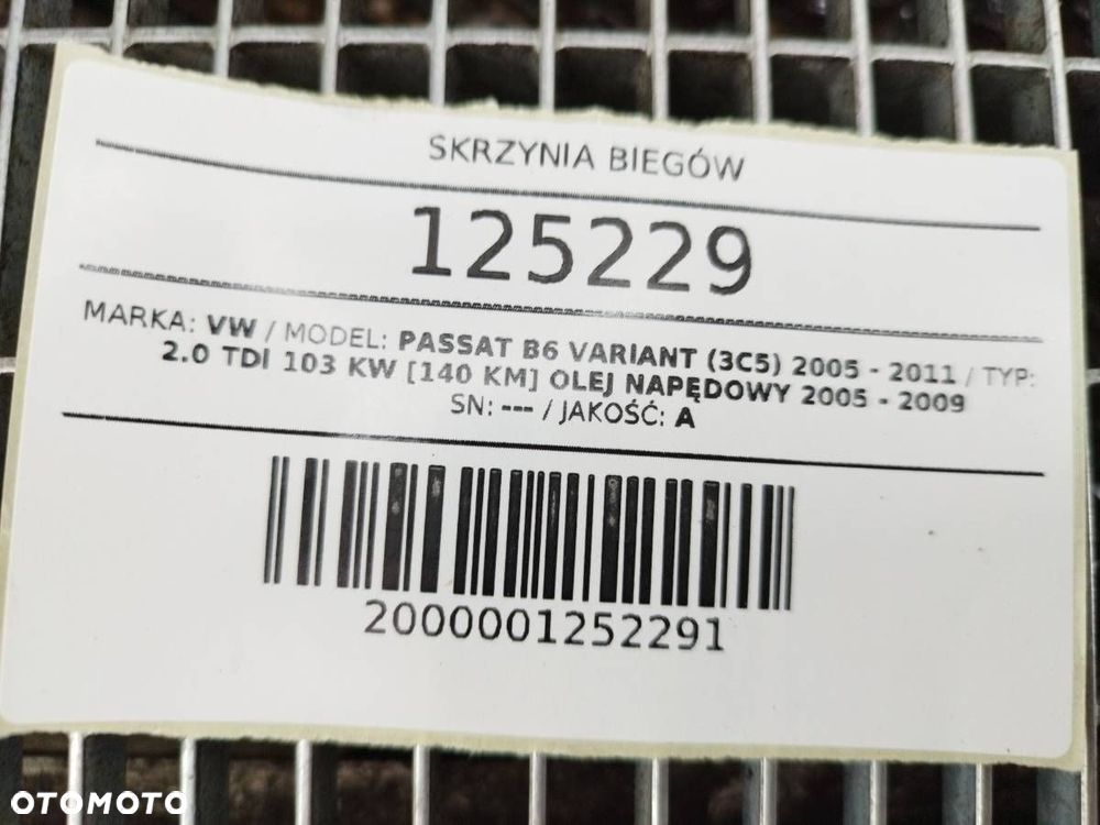 SKRZYNIA BIEGÓW MANUALNA KXX VW PASSAT B6 2.0 TDI 140 - 8