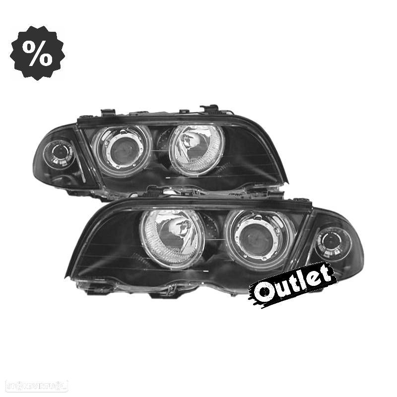 R011321C2 FARÓIS ANGEL EYES BMW E46 98-01 BLACK PRETO - 1