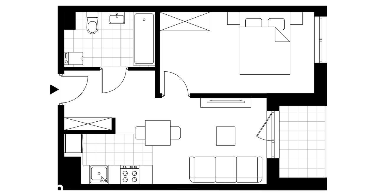 2-pokojowe mieszkanie 36m2 + balkon - Pełny obrazek: 3/23