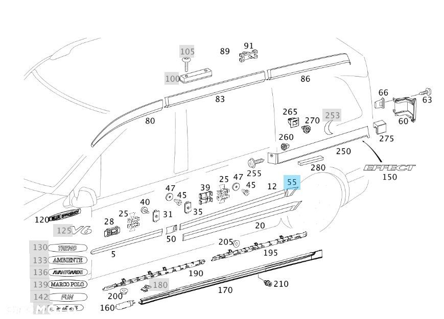 MERCEDES VITO W639 lewa listwa blotnik tylny lewy - 3