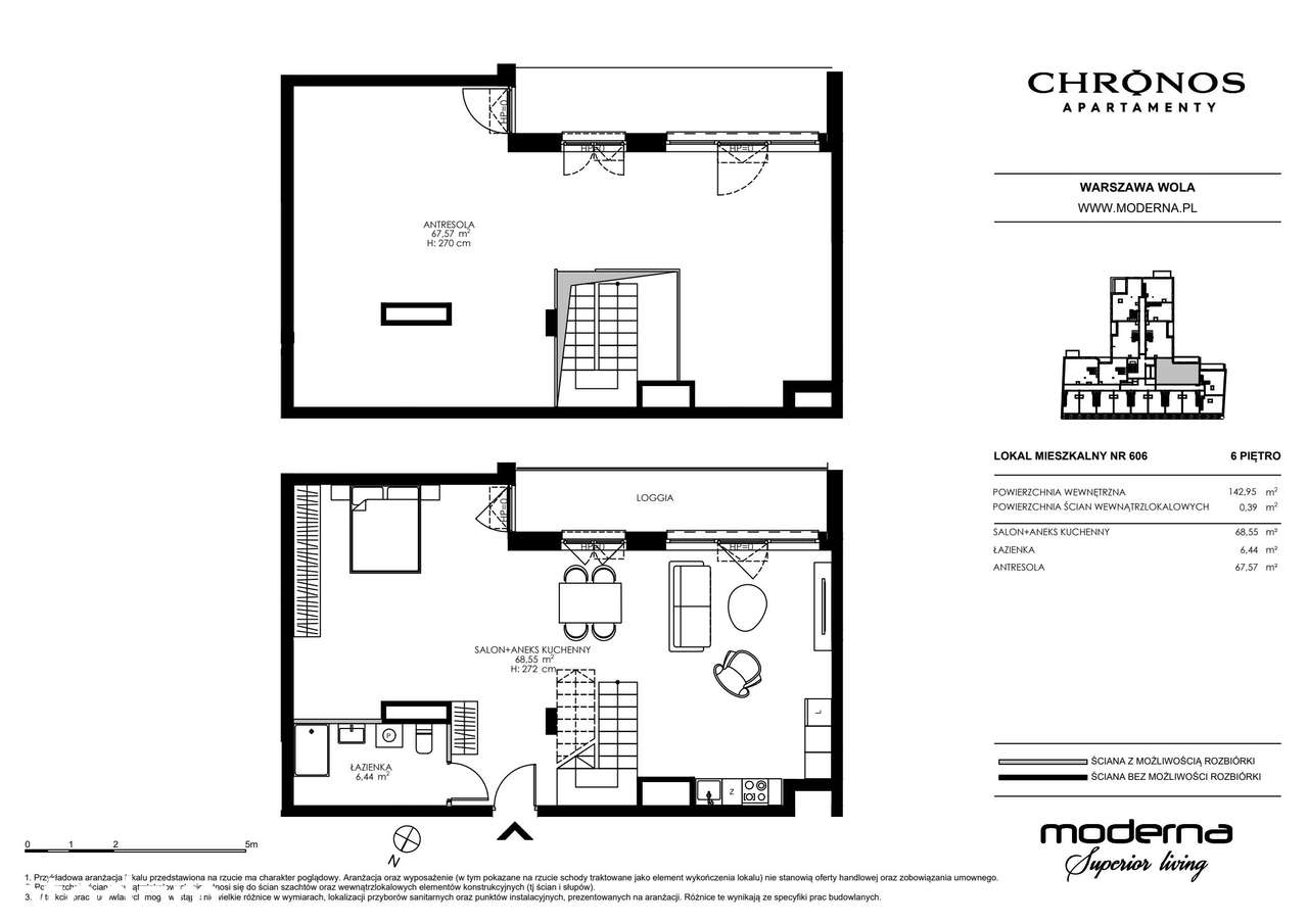 4-pokojowy apartament 142m2 + loggia - Pełny obrazek: 2/23