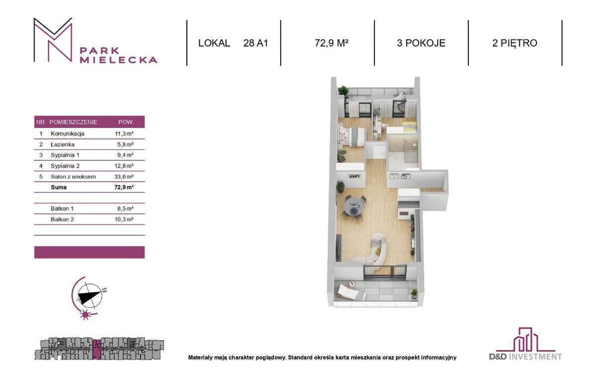 *** PARK MIELECKA Apartament 72 m + 2 tarasy!!!