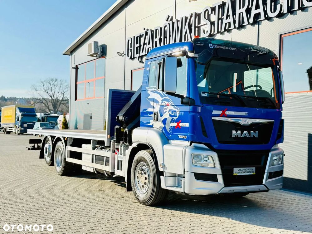 MAN TGS 26.360 // E6 // Klimatyzacja / 6x2 // platforma laweta 7,2m z HDS HMF 1420 // dzwig żuraw kran crane skrzynia uniwersalny - 10