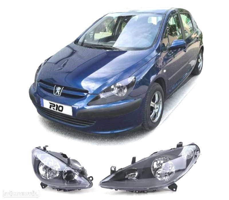 FARÓIS PARA PEUGEOT 307 01-05 FUNDO PRETO - 1