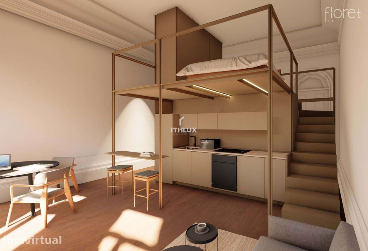 Apartamento T0 c/ mezanino  novo no coração da cidade do Porto na Zona - Grande imagem: 3/9