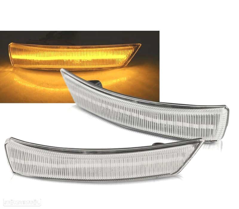 PISCAS LED ESPELHO PARA FORD FOCUS MK2 MK3 MONDEO MK4 DINAMICOS BRANCO - 1