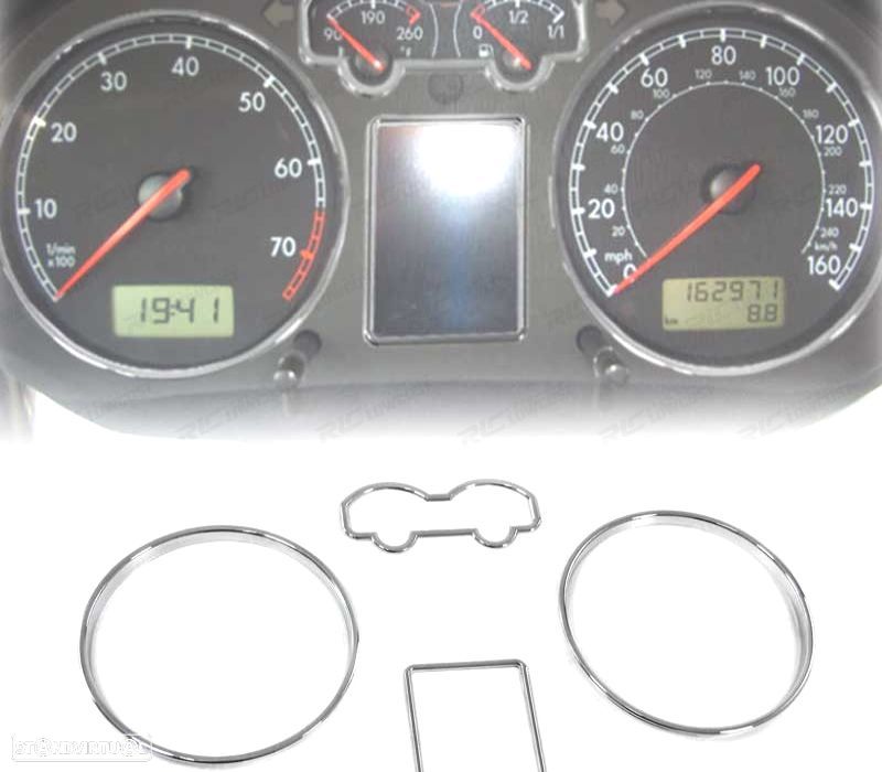 AROS PAINEL PARA VOLKSWAGEN VW GOLF 4 95-06 BORA 98-05 CROMADO - 1