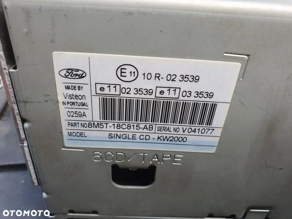 RADIO RADIOODTWARZACZ 6000CD 8M5T-18C815-AB FORD FOCUS MK2 - 4