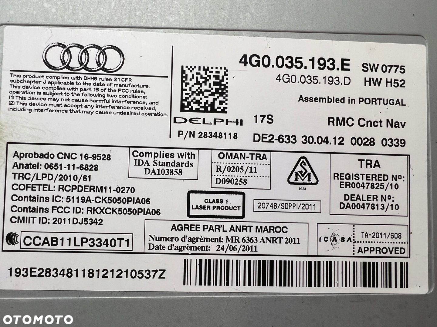 AUDI A6 A7 C7 NAWIGACJA CZYTNIK NAWIGACJI MULTIMEDIA MMI 4G0035193E - 6