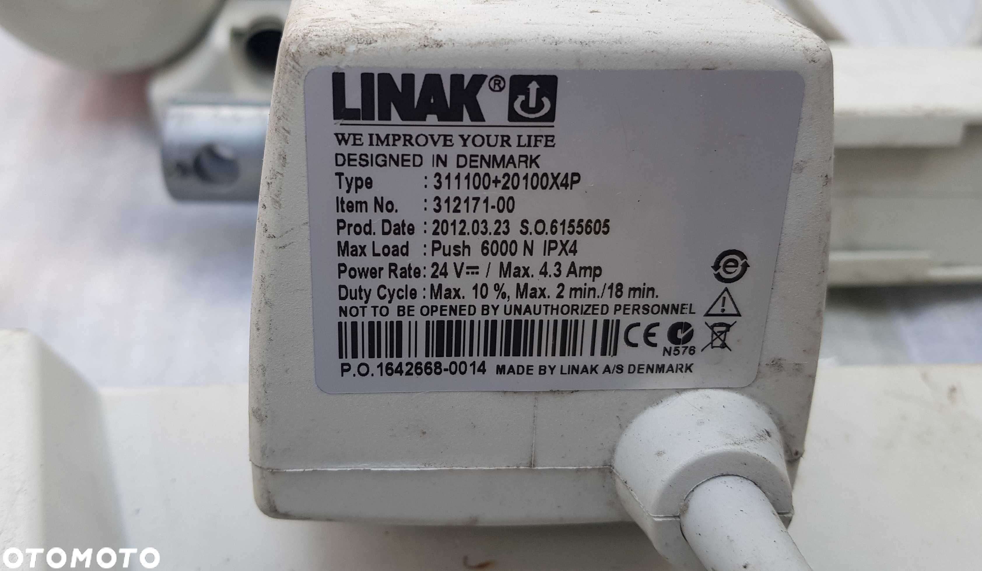 LINAK Siłownik Liniowy 311‍100‍+20‍100‍X4P 6000N IPX4 ORYGINALNY - 2