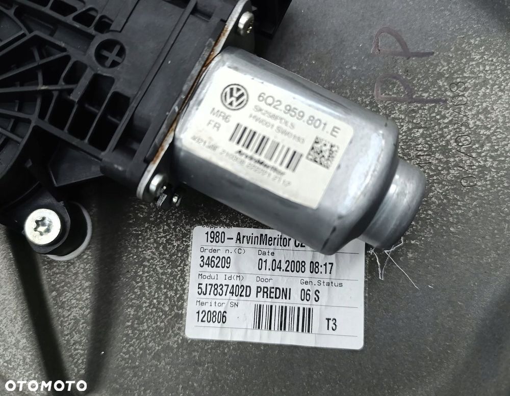 ELE MECHANIZM SZYBY PRAWY PRZÓD SKODA ROOMSTER - 2