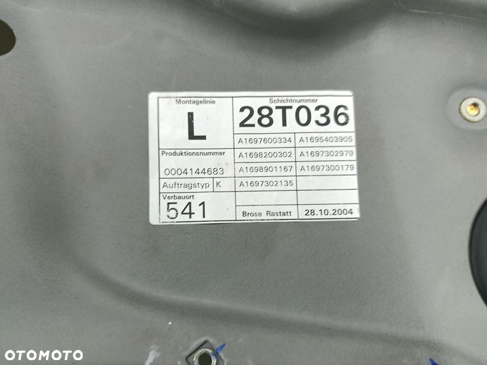 PODNOŚNIK SZYBY LEWY TYŁ  MERCEDES-BENZ KLASA A W169 A1697300179 BROSE - 3