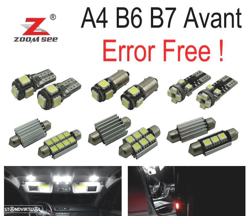 KIT COMPLETO DE 23 LÂMPADAS LED INTERIOR AUDI A4 S4 RS4 B6 B7 QUATTRO AVANT 02-08 - 1