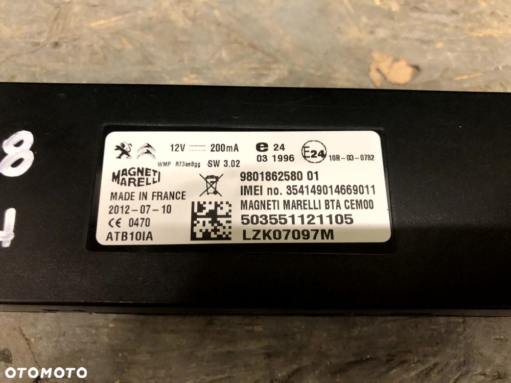 PEUGEOT 508 I MODUŁ STEROWNIK BLUETOOTH 9801862580 - 2