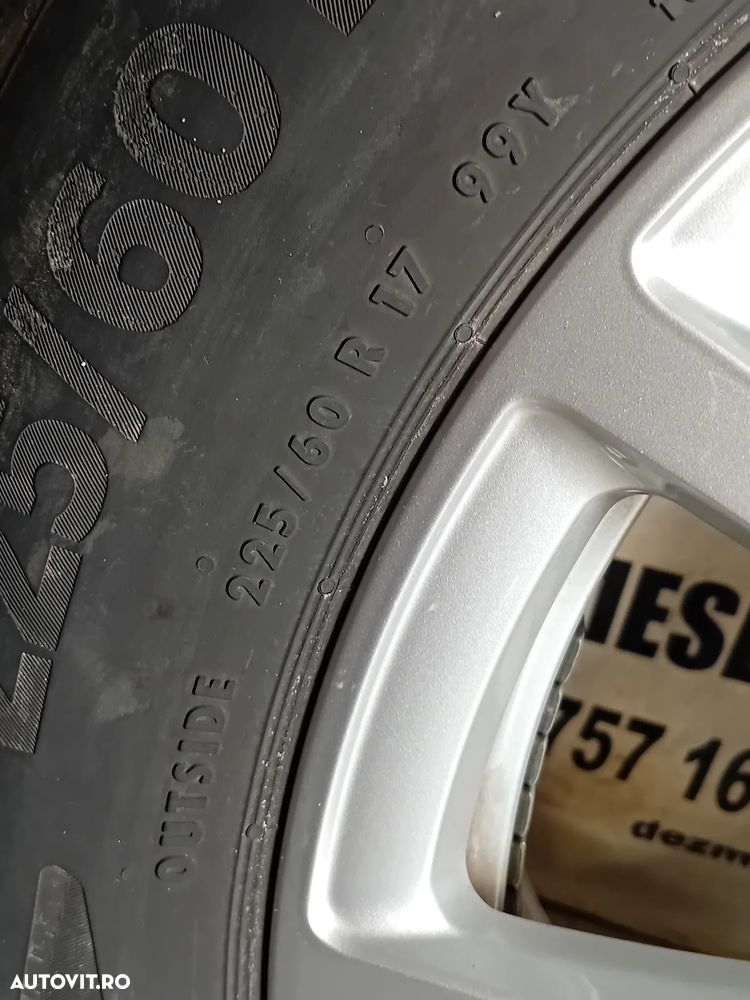 Set Jante R17 Vw Audi Seat Skoda 225/60R17 Anvelope vara Bune Bridgestone Dot 2022 A6 C8 A5 Octavia - 8