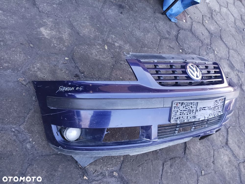 Zderzak przód przedni Volkswagen Sharan 1 I FL LIFT polift niebieski błękitny KOMPLETNY grill atrapa dokładka halogen - 3