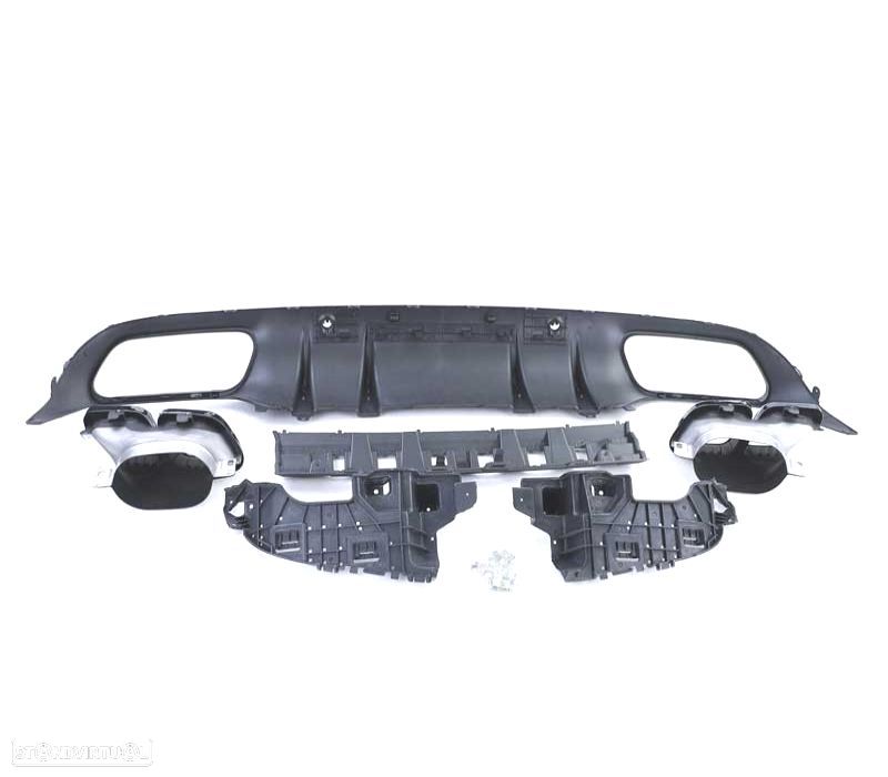 DIFUSOR MERCEDES CLASE C C205 COUPÉ 15-18 LOOK AMG C63 PRETO BRILHANTE + PONTAS DE ESCAPE PRETAS - 2