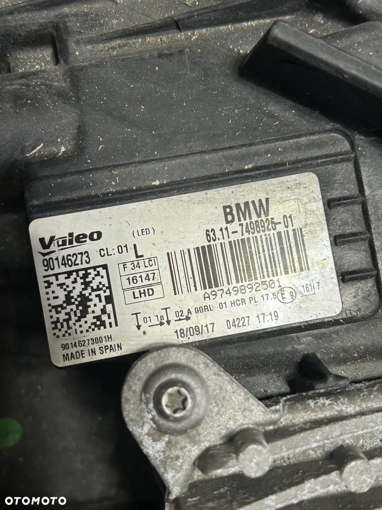 LAMPA BMW F34 GT LEWY PRZÓD KOMPLETNA LED 7498925 USZKODZONA - 7