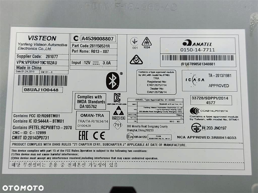 Radio Smart Forfour II A453 ORYGINAŁ NOWE 2014-2020r A4539008807 R013-X07 - 7