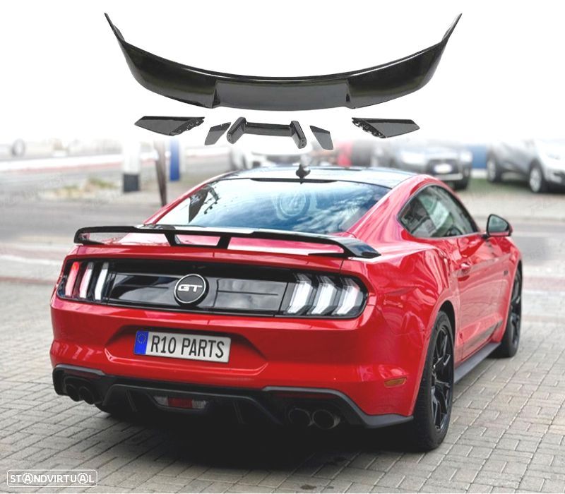 AILERON SPOILER FORD MUSTANG LOOK GT500 15-23 PRETO BRILHANTE - 1