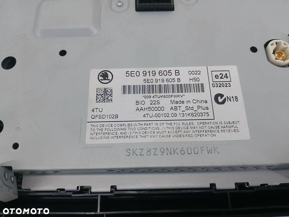 ZESTAW MUTIMEDIALNY SKODA OCTAVIA III 5E0035840A  5E0919605B - 7