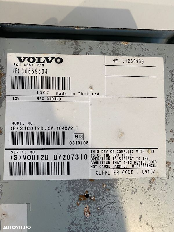 Statie audio Volvo S60 V60 2011-2018 30659504 31260969 36013554 - 4