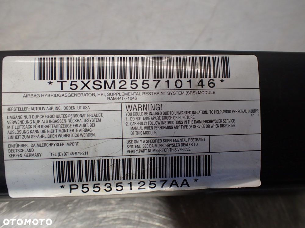 KURTYNA POWIETRZNA LEWA KIEROWCY DODGE CALIBER  P55351257AA T5XSM255710146 - 8