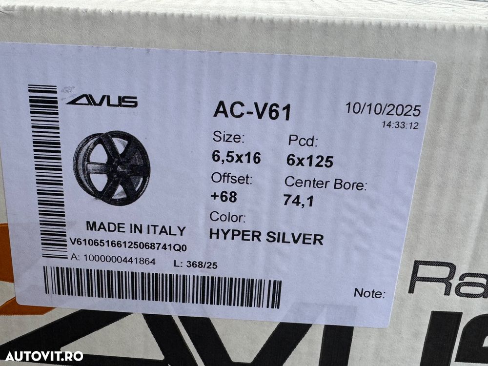 Vând jante aliaj iveco pe 16” 6x125 Avus noi - 2