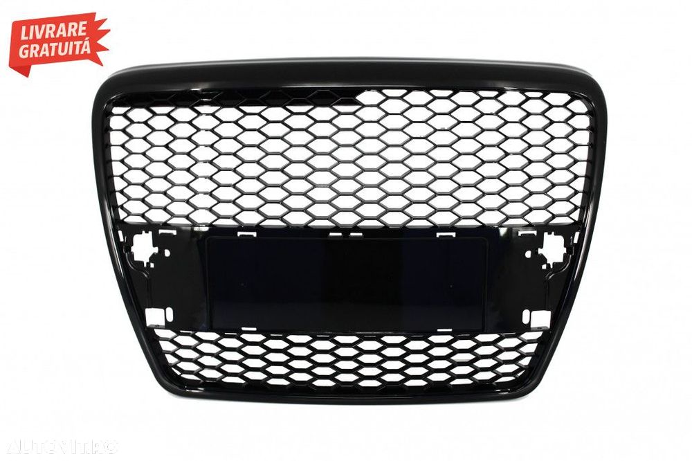 Grila Centrala Audi A6 4F C6 (2004-2007) RS Design Negru Lucios - 3