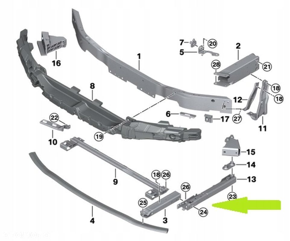 WSPORNIK ADAPTER DOLNY LEWY STREFA ZGNIOTU BMW X1 F48 F40 F54 MINI X2 F39 - 2
