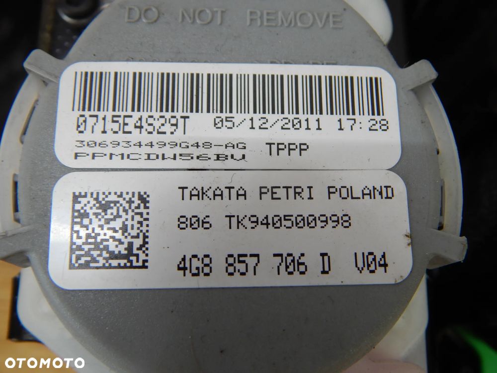 Poduszka powietrzna sensor airbag pas bezpieczeństwa AUDI A6 s6 RS6 C7 A7 11-18 Łuków części - 6