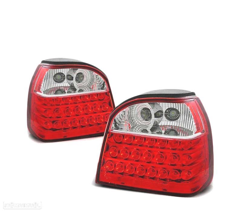 FAROLINS TRASEIROS LED PARA VOLKSWAGEN VW GOLF 3 91-97 VERMELHO BRANCO - 2