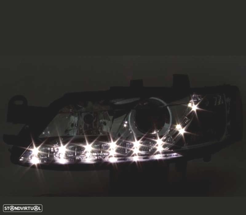 FARÓIS OPEL VECTRA B 99-02 LUZ DIURNA LED FUNDO CROMADO - 3