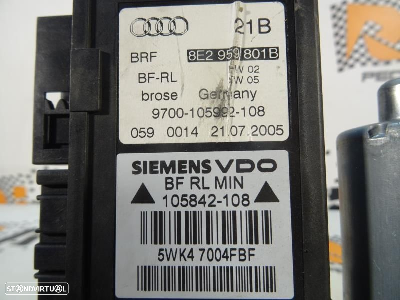 Motor Do Elevador De Vidro Frente Esquerdo Audi A4 (8Ec, B7)  8E295980 - 5