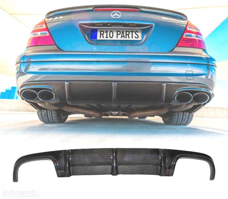 DIFUSOR TRASEIRO MERCEDES CLASSE E W211 02-09 LOOK AMG E63 CARBONO - 1