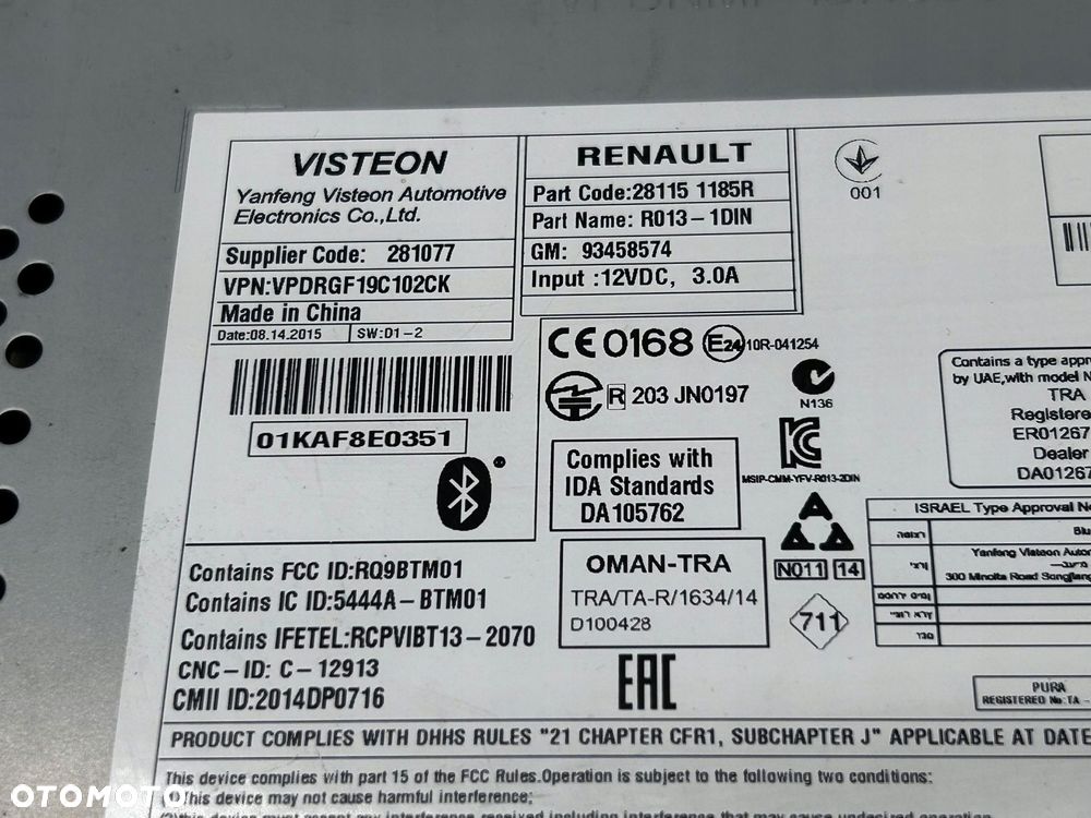 panel radioodtwarzacz renault trafic iii 281151185r - 4