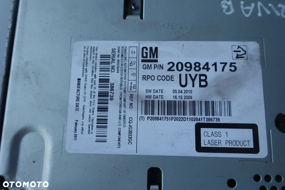 RADIO ASTRA J MERIVA B 20984175 - 4