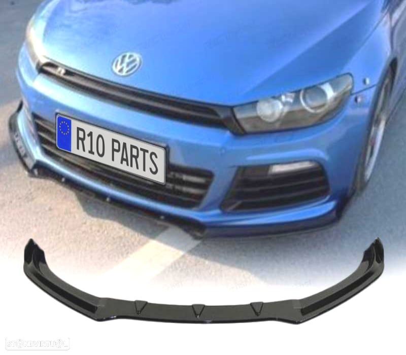 SPOILER LIP FRONTAL VW SCIROCCO R20 08-13 PRETO BRILHANTE - 1