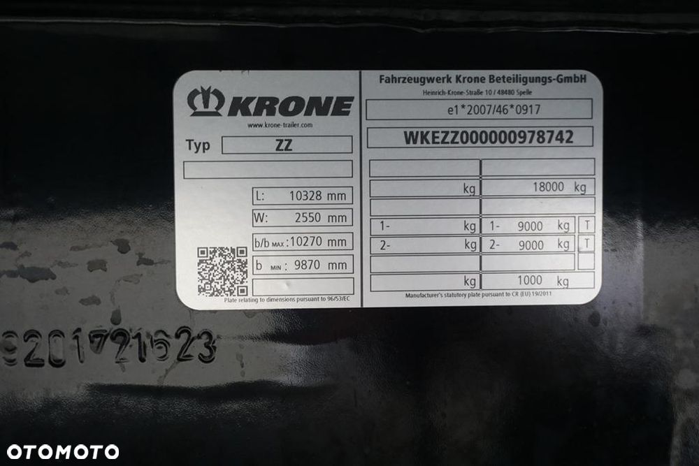 Krone TANDEM / FIRANKA / 19 PALET / DŁ. 7,75 M - 11
