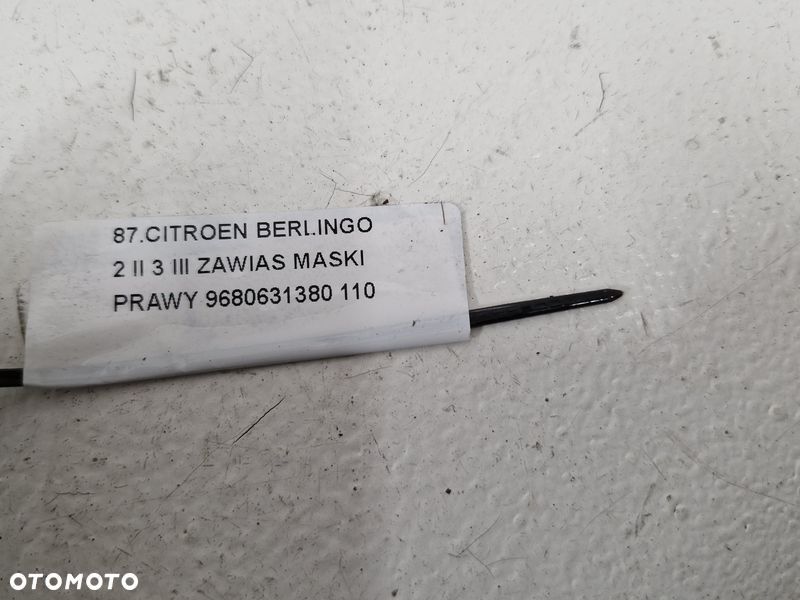 CITROEN BERLINGO II III ZAWIAS MASKI POKRYWY SILNIKA PRAWY 9680631380 - 6