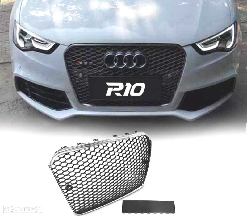 GRELHA FRONTAL AUDI A5 12-16 LOOK RS5 PRETO CROMADO - 3